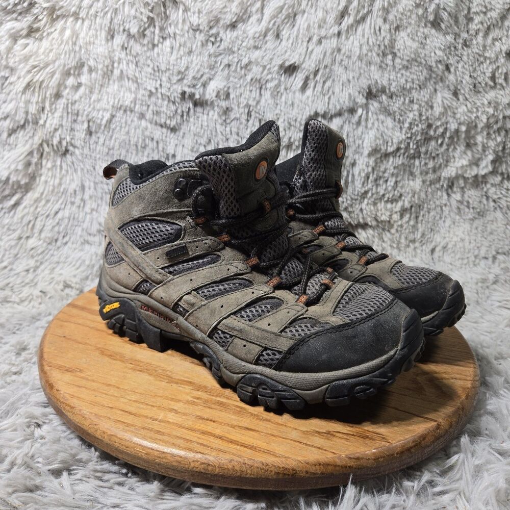 Merrell Mens Moab 2 Mid Beluga Suede Mesh Hiking Boots Mens Size 8.5 Outdoor